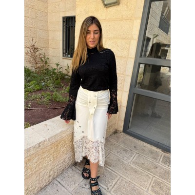 Ecru eyelet skirt