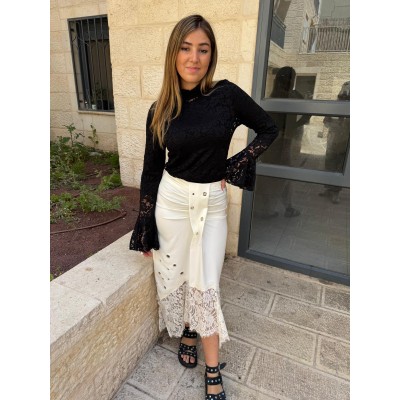 טופ תחרה שחור