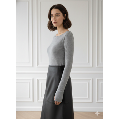 Top mitaine Clara gris