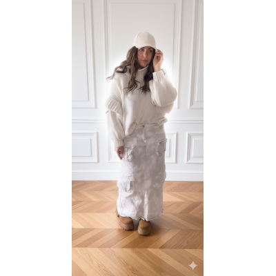 Jupe cargo sache beige